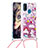 Custodia Silicone Cover Morbida Bling-Bling con Cinghia Cordino Mano S02 per Samsung Galaxy M21 Rosso