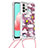 Custodia Silicone Cover Morbida Bling-Bling con Cinghia Cordino Mano S02 per Samsung Galaxy M32 5G