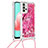 Custodia Silicone Cover Morbida Bling-Bling con Cinghia Cordino Mano S02 per Samsung Galaxy M32 5G