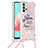 Custodia Silicone Cover Morbida Bling-Bling con Cinghia Cordino Mano S02 per Samsung Galaxy M32 5G Rosa