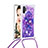 Custodia Silicone Cover Morbida Bling-Bling con Cinghia Cordino Mano S02 per Samsung Galaxy Note 10 Plus 5G Viola