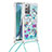 Custodia Silicone Cover Morbida Bling-Bling con Cinghia Cordino Mano S02 per Samsung Galaxy Note 20 5G Cielo Blu