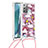 Custodia Silicone Cover Morbida Bling-Bling con Cinghia Cordino Mano S02 per Samsung Galaxy Note 20 5G Rosso