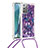 Custodia Silicone Cover Morbida Bling-Bling con Cinghia Cordino Mano S02 per Samsung Galaxy Note 20 5G Viola