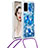 Custodia Silicone Cover Morbida Bling-Bling con Cinghia Cordino Mano S02 per Samsung Galaxy S20 5G Blu