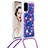 Custodia Silicone Cover Morbida Bling-Bling con Cinghia Cordino Mano S02 per Samsung Galaxy S20 5G Viola