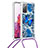 Custodia Silicone Cover Morbida Bling-Bling con Cinghia Cordino Mano S02 per Samsung Galaxy S20 Lite 5G Blu
