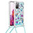 Custodia Silicone Cover Morbida Bling-Bling con Cinghia Cordino Mano S02 per Samsung Galaxy S20 Lite 5G Cielo Blu