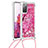 Custodia Silicone Cover Morbida Bling-Bling con Cinghia Cordino Mano S02 per Samsung Galaxy S20 Lite 5G Rosa Caldo