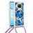 Custodia Silicone Cover Morbida Bling-Bling con Cinghia Cordino Mano S02 per Xiaomi Mi 10T Lite 5G Blu