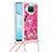 Custodia Silicone Cover Morbida Bling-Bling con Cinghia Cordino Mano S02 per Xiaomi Mi 10T Lite 5G Rosa Caldo