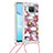 Custodia Silicone Cover Morbida Bling-Bling con Cinghia Cordino Mano S02 per Xiaomi Mi 10T Lite 5G Rosso