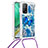 Custodia Silicone Cover Morbida Bling-Bling con Cinghia Cordino Mano S02 per Xiaomi Mi 10T Pro 5G Blu
