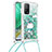 Custodia Silicone Cover Morbida Bling-Bling con Cinghia Cordino Mano S02 per Xiaomi Mi 10T Pro 5G Verde
