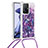 Custodia Silicone Cover Morbida Bling-Bling con Cinghia Cordino Mano S02 per Xiaomi Mi 11T Pro 5G Viola