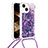 Custodia Silicone Cover Morbida Bling-Bling con Cinghia Cordino Mano S03 per Apple iPhone 13