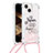 Custodia Silicone Cover Morbida Bling-Bling con Cinghia Cordino Mano S03 per Apple iPhone 13