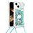 Custodia Silicone Cover Morbida Bling-Bling con Cinghia Cordino Mano S03 per Apple iPhone 13