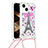 Custodia Silicone Cover Morbida Bling-Bling con Cinghia Cordino Mano S03 per Apple iPhone 13