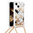 Custodia Silicone Cover Morbida Bling-Bling con Cinghia Cordino Mano S03 per Apple iPhone 13 Oro