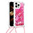 Custodia Silicone Cover Morbida Bling-Bling con Cinghia Cordino Mano S03 per Apple iPhone 13 Pro