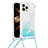 Custodia Silicone Cover Morbida Bling-Bling con Cinghia Cordino Mano S03 per Apple iPhone 13 Pro Cielo Blu