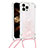 Custodia Silicone Cover Morbida Bling-Bling con Cinghia Cordino Mano S03 per Apple iPhone 13 Pro Max Rosa