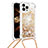 Custodia Silicone Cover Morbida Bling-Bling con Cinghia Cordino Mano S03 per Apple iPhone 13 Pro Oro