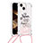 Custodia Silicone Cover Morbida Bling-Bling con Cinghia Cordino Mano S03 per Apple iPhone 13 Rosa