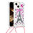 Custodia Silicone Cover Morbida Bling-Bling con Cinghia Cordino Mano S03 per Apple iPhone 14 Plus Multicolore
