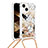 Custodia Silicone Cover Morbida Bling-Bling con Cinghia Cordino Mano S03 per Apple iPhone 14 Plus Oro