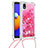 Custodia Silicone Cover Morbida Bling-Bling con Cinghia Cordino Mano S03 per Samsung Galaxy A01 Core Rosa Caldo