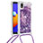 Custodia Silicone Cover Morbida Bling-Bling con Cinghia Cordino Mano S03 per Samsung Galaxy A01 Core Viola