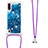 Custodia Silicone Cover Morbida Bling-Bling con Cinghia Cordino Mano S03 per Samsung Galaxy A01 SM-A015 Blu