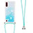Custodia Silicone Cover Morbida Bling-Bling con Cinghia Cordino Mano S03 per Samsung Galaxy A01 SM-A015 Cielo Blu