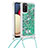 Custodia Silicone Cover Morbida Bling-Bling con Cinghia Cordino Mano S03 per Samsung Galaxy A03s Verde