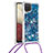 Custodia Silicone Cover Morbida Bling-Bling con Cinghia Cordino Mano S03 per Samsung Galaxy A12 Nacho Blu