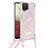 Custodia Silicone Cover Morbida Bling-Bling con Cinghia Cordino Mano S03 per Samsung Galaxy A12 Nacho Rosa