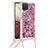 Custodia Silicone Cover Morbida Bling-Bling con Cinghia Cordino Mano S03 per Samsung Galaxy A12 Nacho Rosso