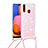 Custodia Silicone Cover Morbida Bling-Bling con Cinghia Cordino Mano S03 per Samsung Galaxy A20s