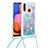 Custodia Silicone Cover Morbida Bling-Bling con Cinghia Cordino Mano S03 per Samsung Galaxy A20s Verde