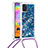 Custodia Silicone Cover Morbida Bling-Bling con Cinghia Cordino Mano S03 per Samsung Galaxy A31 Blu