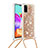 Custodia Silicone Cover Morbida Bling-Bling con Cinghia Cordino Mano S03 per Samsung Galaxy A41