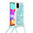 Custodia Silicone Cover Morbida Bling-Bling con Cinghia Cordino Mano S03 per Samsung Galaxy A41