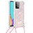 Custodia Silicone Cover Morbida Bling-Bling con Cinghia Cordino Mano S03 per Samsung Galaxy A52s 5G Rosa