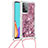 Custodia Silicone Cover Morbida Bling-Bling con Cinghia Cordino Mano S03 per Samsung Galaxy A52s 5G Rosso