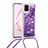 Custodia Silicone Cover Morbida Bling-Bling con Cinghia Cordino Mano S03 per Samsung Galaxy A81 Viola