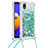 Custodia Silicone Cover Morbida Bling-Bling con Cinghia Cordino Mano S03 per Samsung Galaxy M01 Core Verde