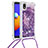 Custodia Silicone Cover Morbida Bling-Bling con Cinghia Cordino Mano S03 per Samsung Galaxy M01 Core Viola