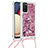 Custodia Silicone Cover Morbida Bling-Bling con Cinghia Cordino Mano S03 per Samsung Galaxy M02s Rosso